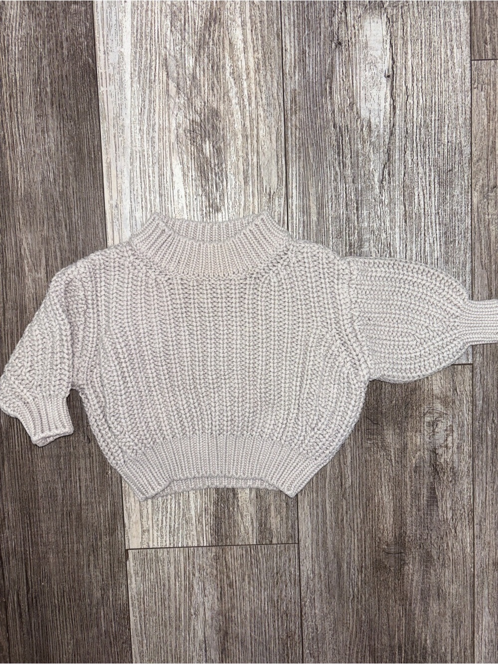 Chunky Mock Neck Cropped Sweater - Light Beige Quincy Mae 0/3 months